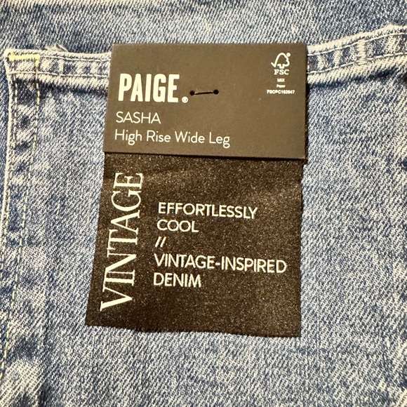 PAIGE High Rise Wide Leg Classic Blue Women's Jeans - Picture 3 of 4